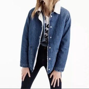 J CREW DENIM SHERPA SWING JEAN JACKET IN STANMORE WASH size XL